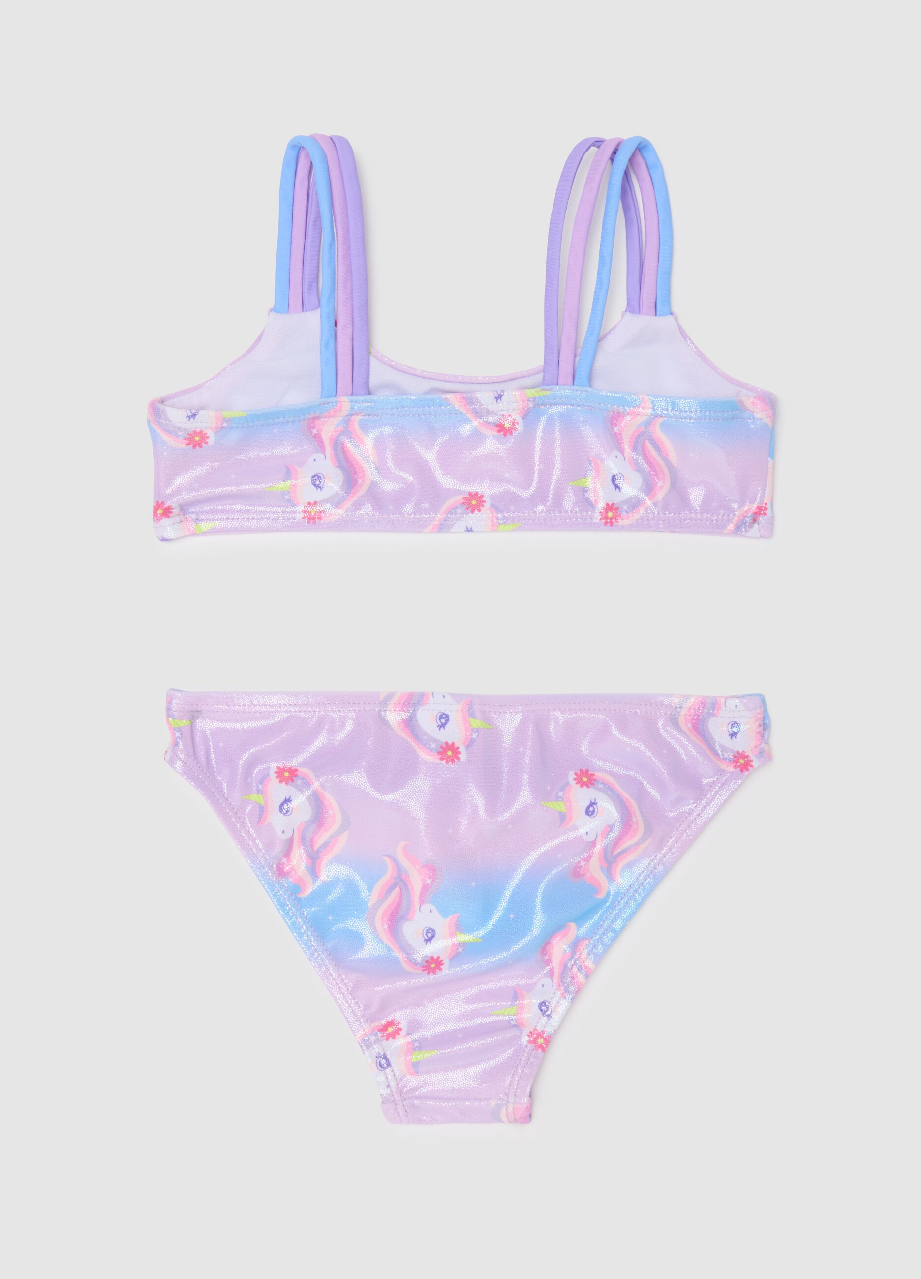 Costume da bagno da bambina in misto elasticizzato multicolor