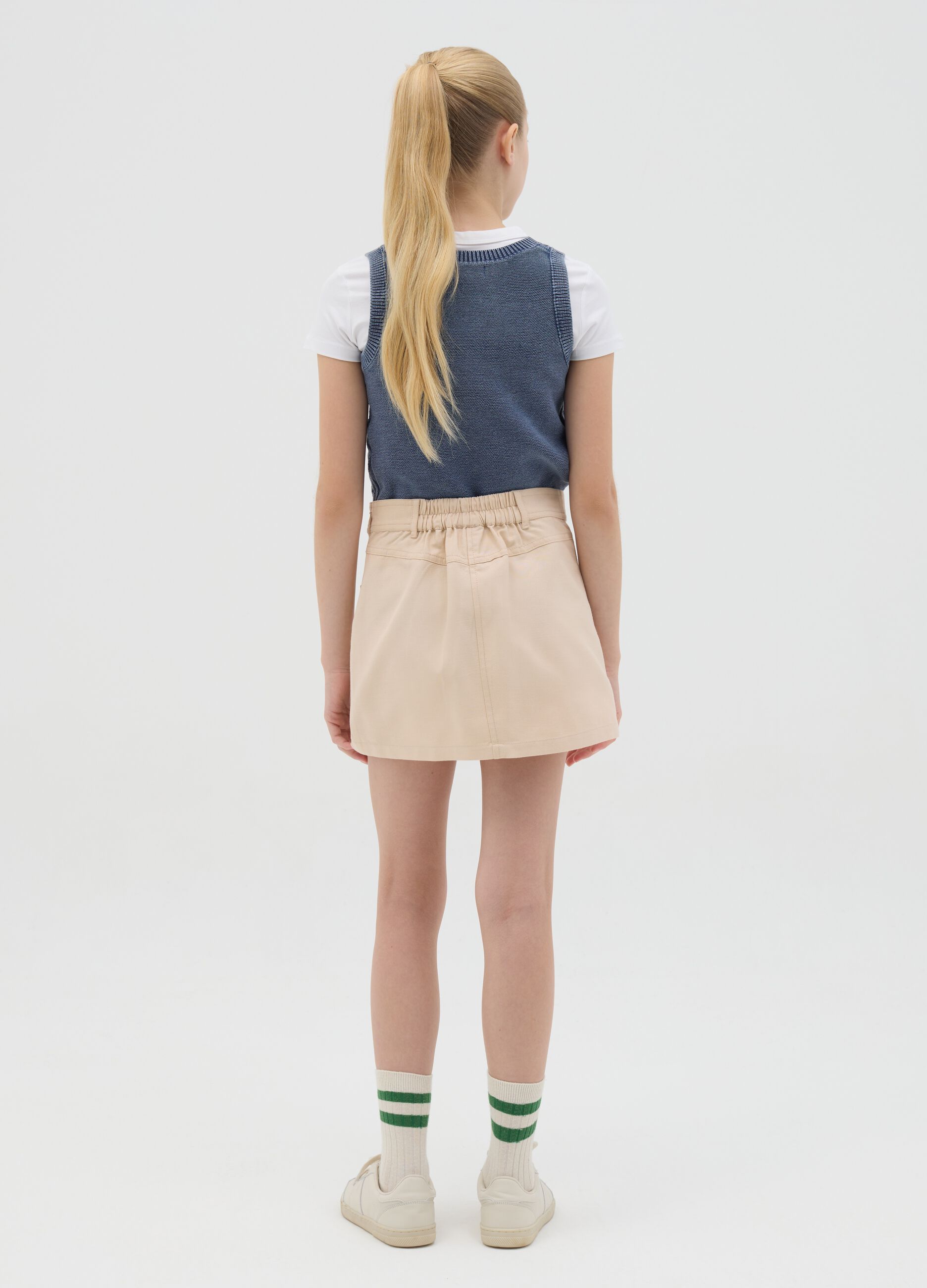 Beige cargo miniskirt