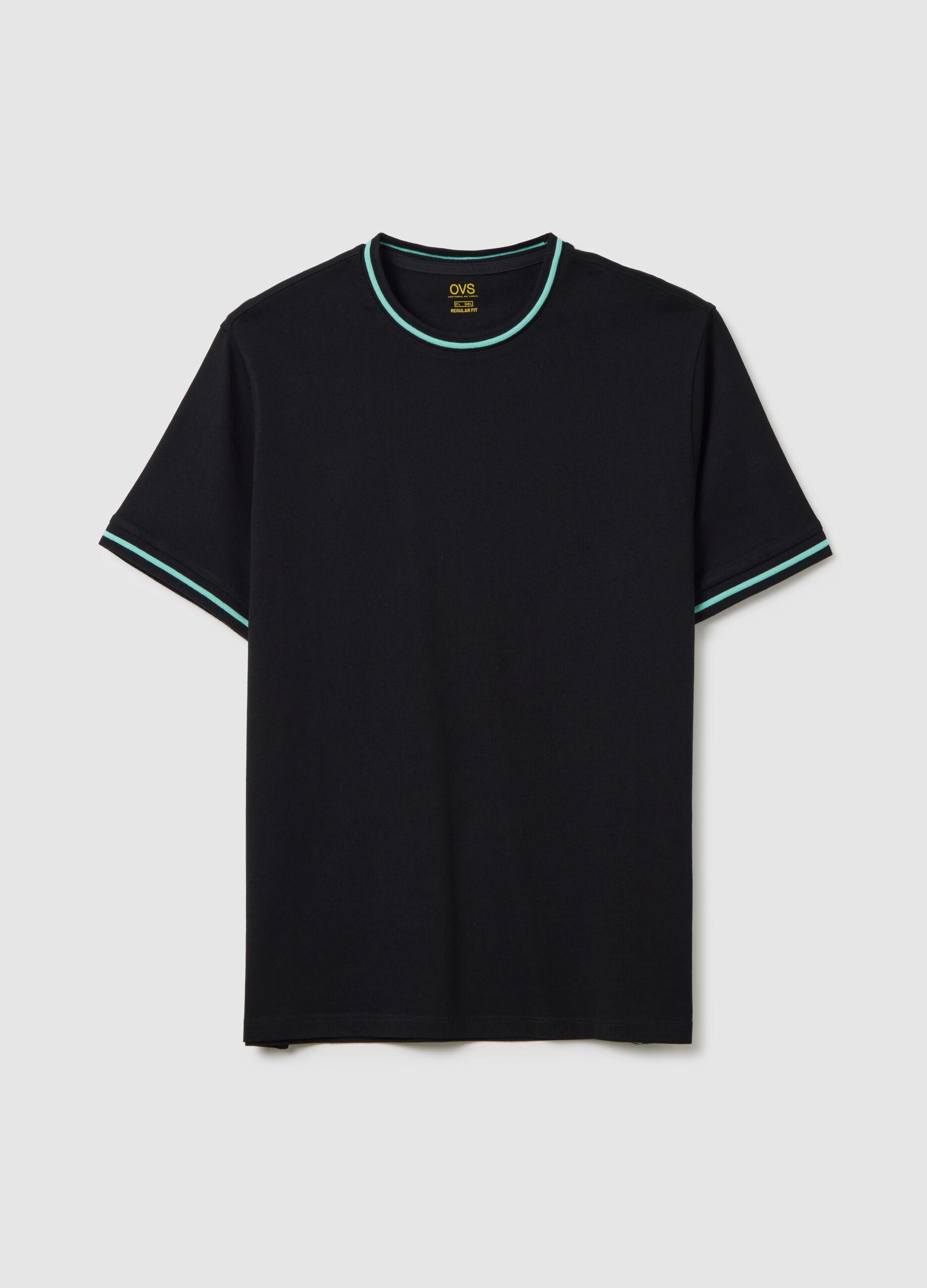T-shirt da uomo in puro cotone nero regular fit