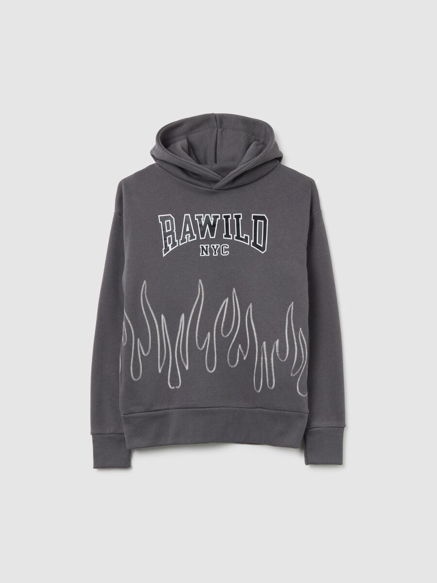 Grey cotton blend children's hoodie, regular fit_3