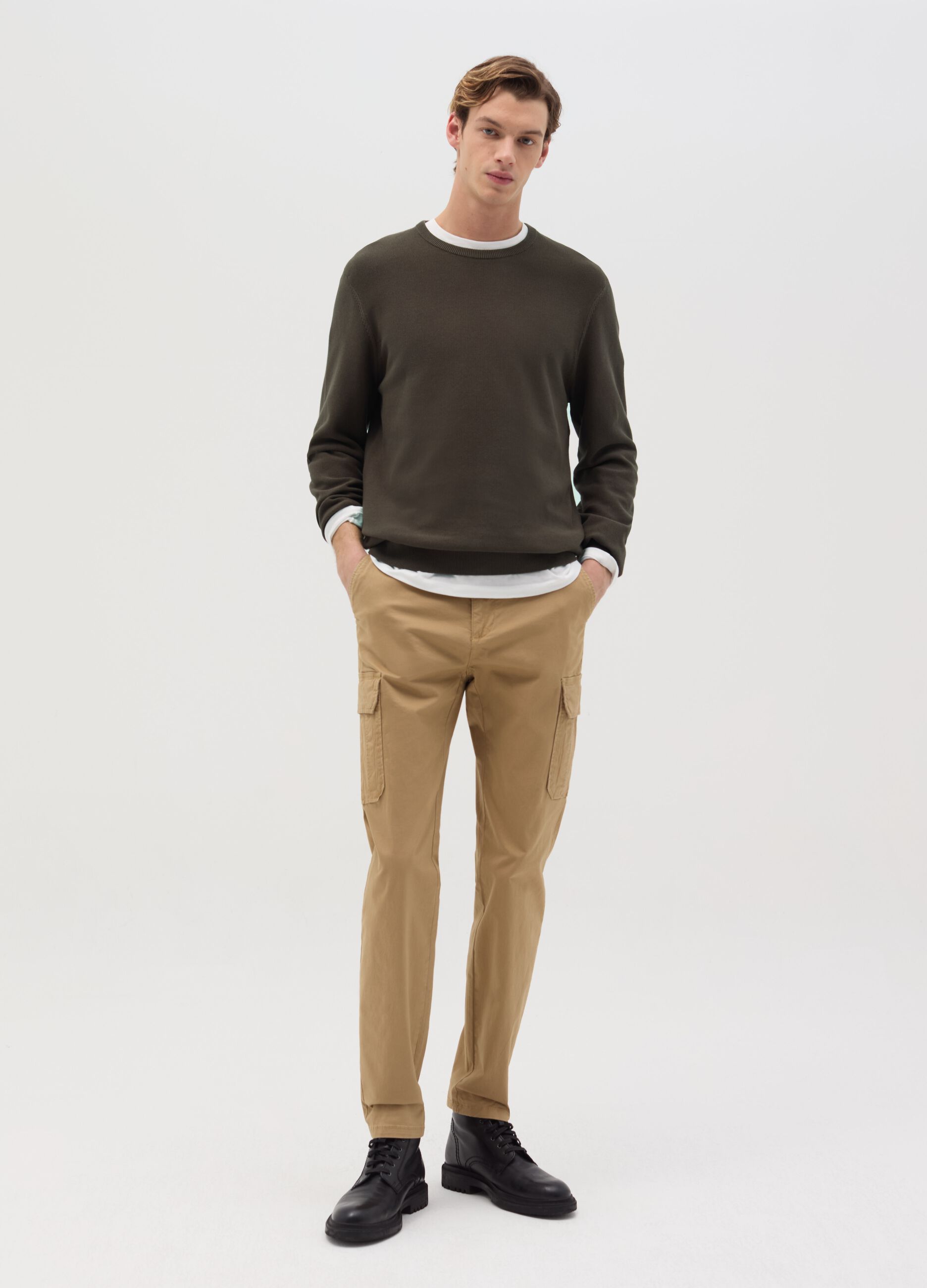 Pantalone cargo slim fit in cotone stretch