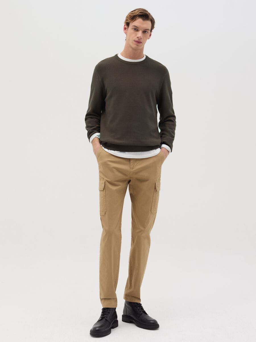 Slim-fit cargo pants in stretch cotton_0