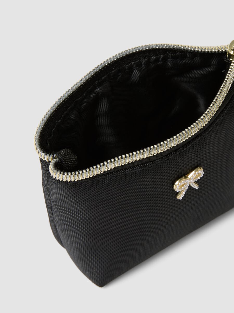 Black zip-up pouch with bow detail_2