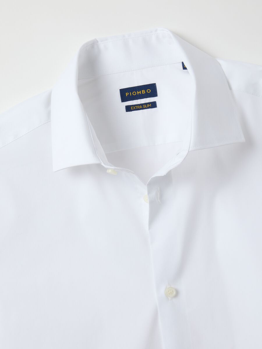 White slim fit stretch cotton shirt_1