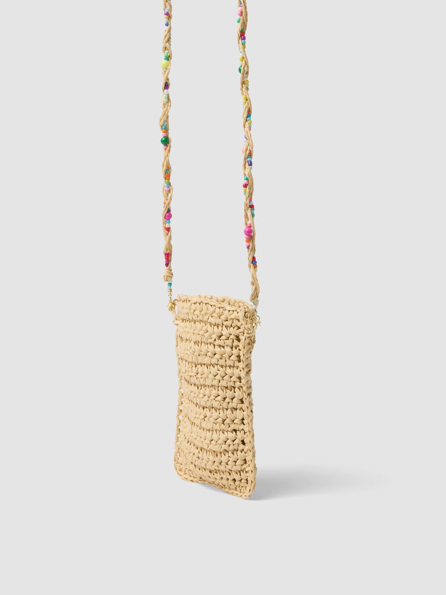 Beige phone pouch in pure paper-fibre fabric_1