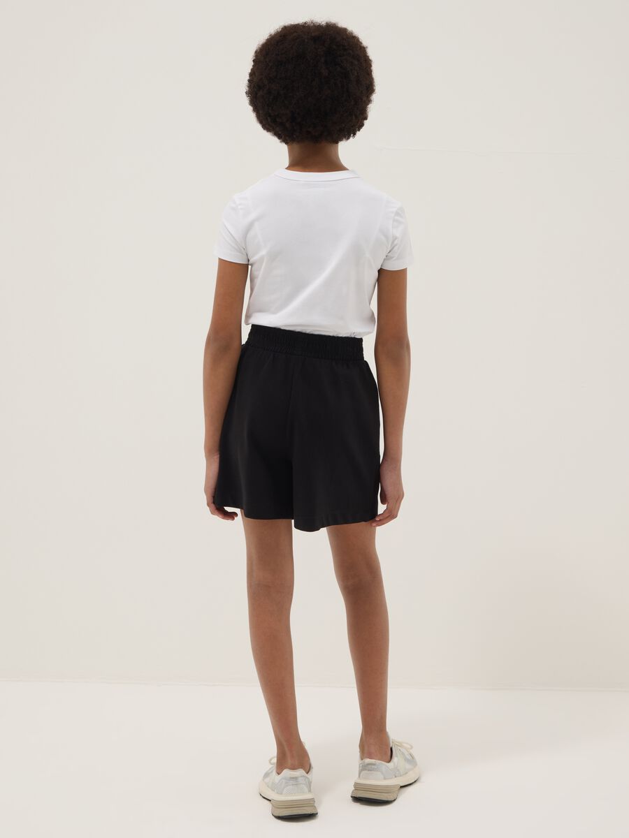 Black pure cotton shorts with elasticated waist_1