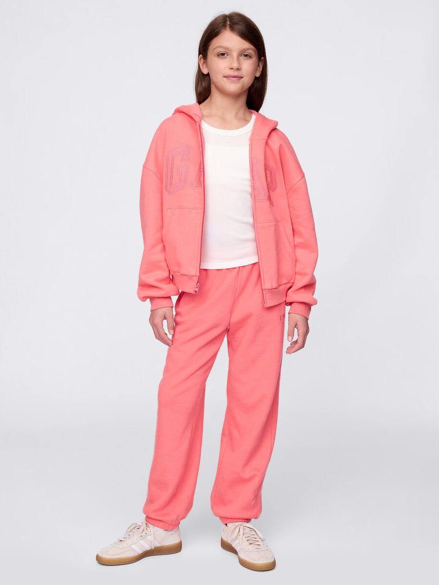 Pink joggers with elasticated edging and logo embroidery_0