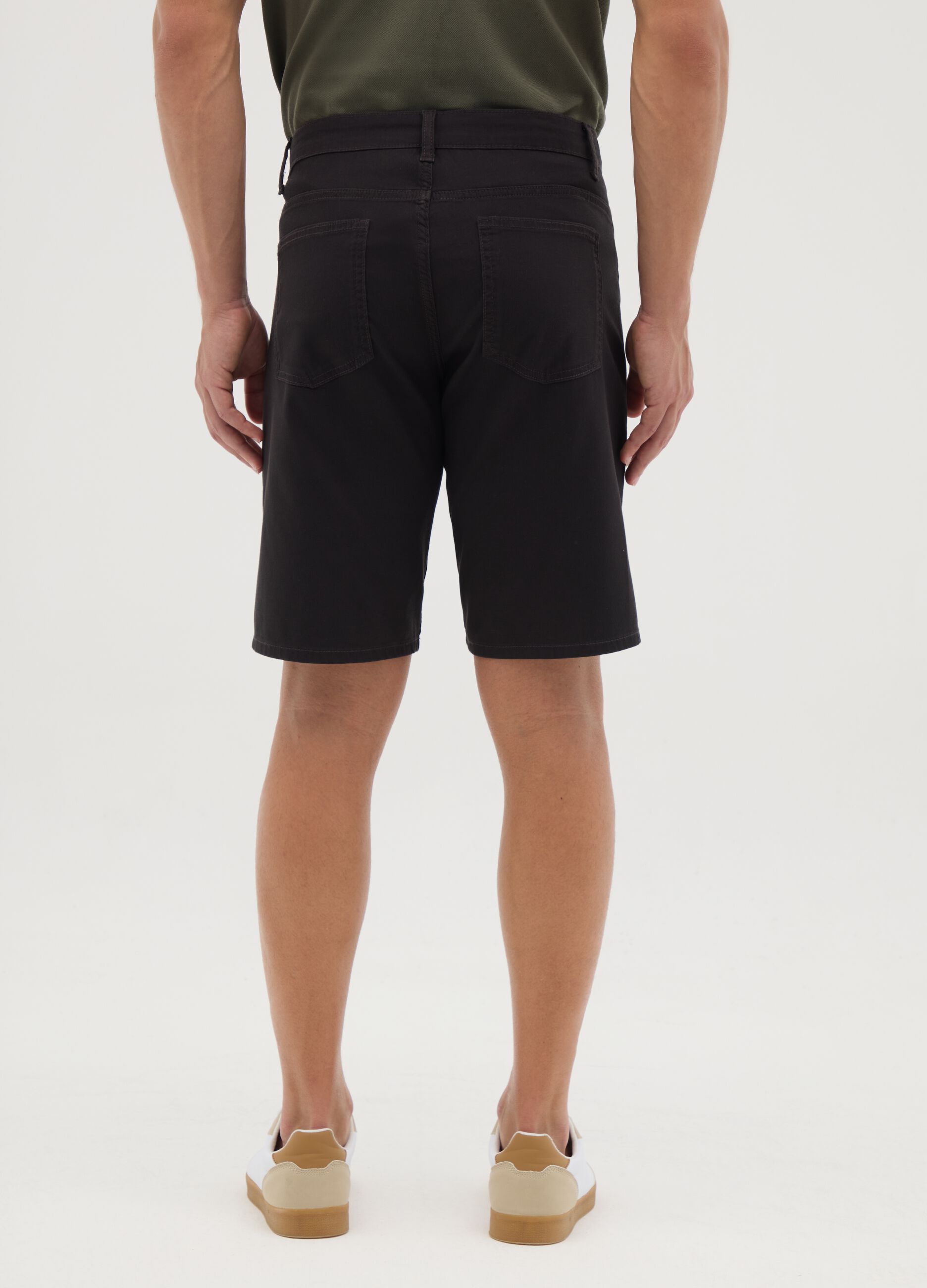 Men's black stretch cotton regular fit shorts