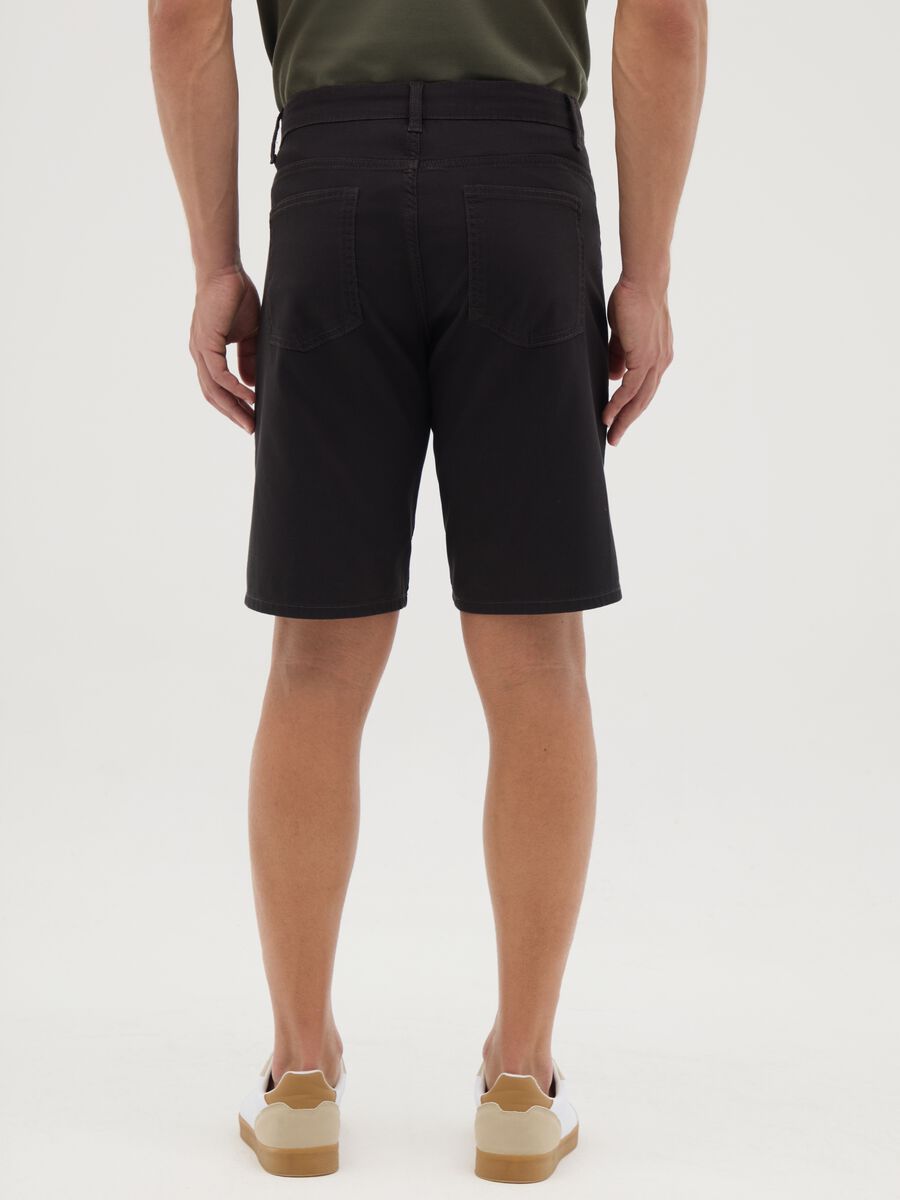 Men's black stretch cotton regular fit shorts_3