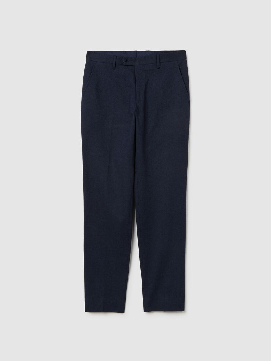 Slim fit blue stretch cotton trousers_4