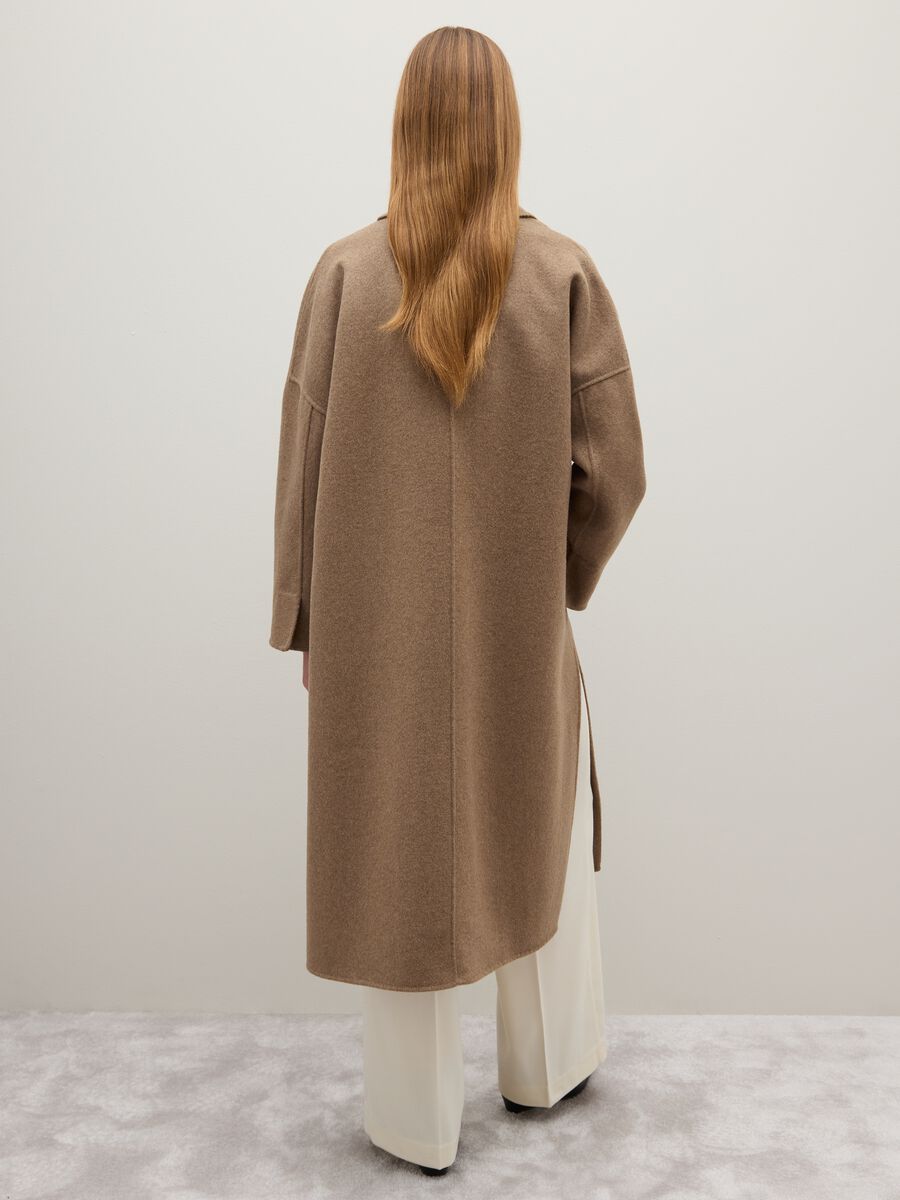 Cappotto lungo in misto lana beige e vestibilit&agrave; over_2