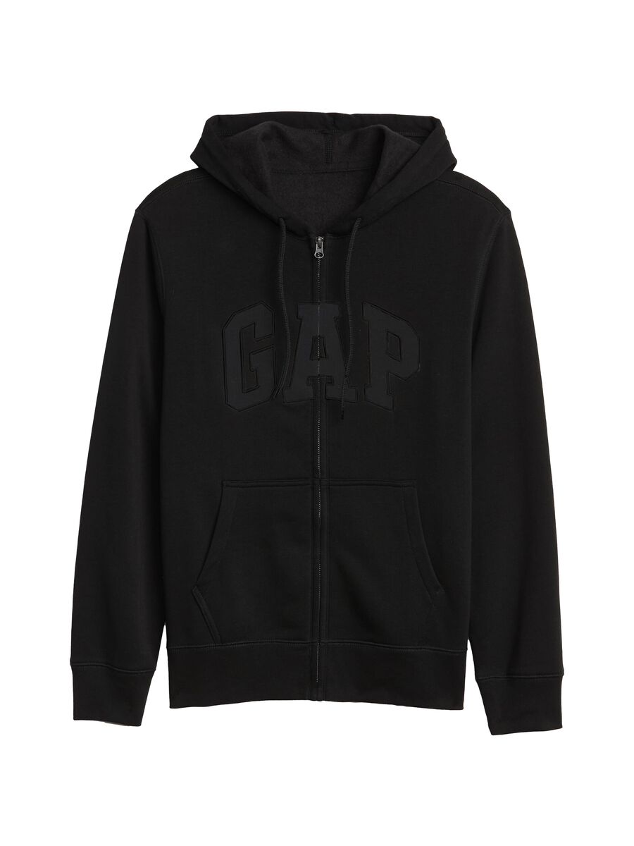 Full-zip sweatshirt in fleece with hood and embroidered logo_1