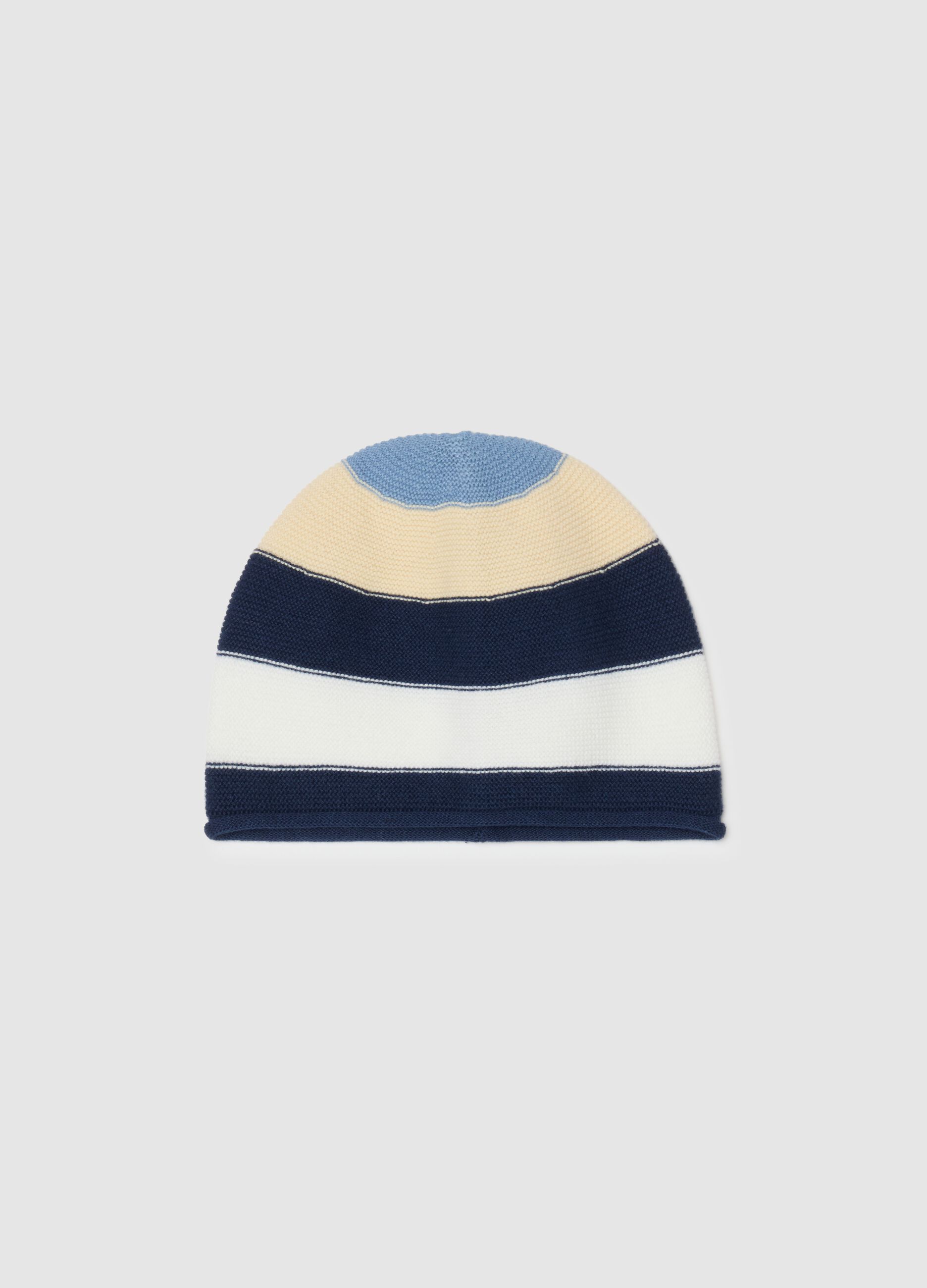 Pure cotton striped multicolour hat for babies