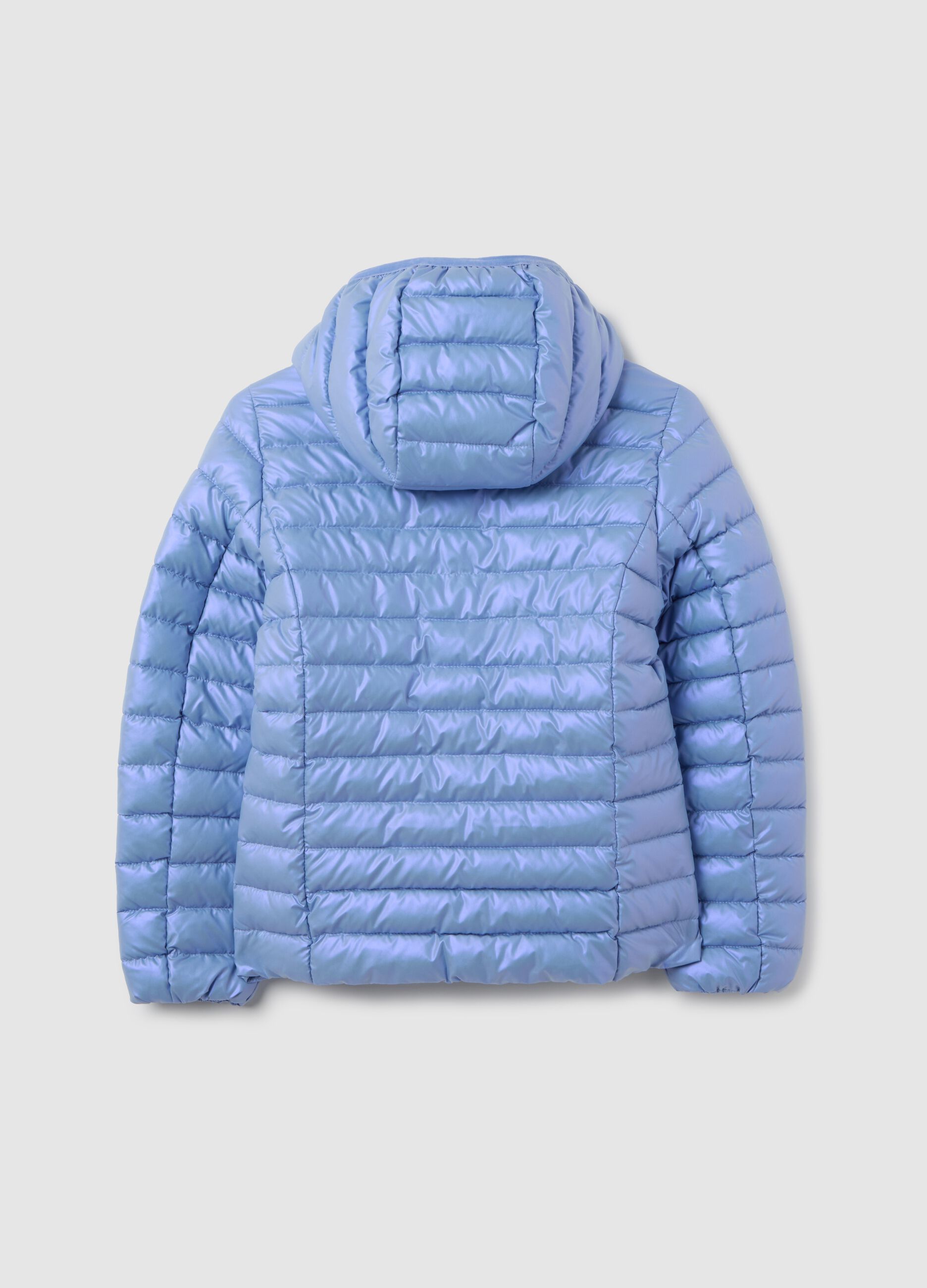 Girls' Blue Winter Jacket with Hood and Zip