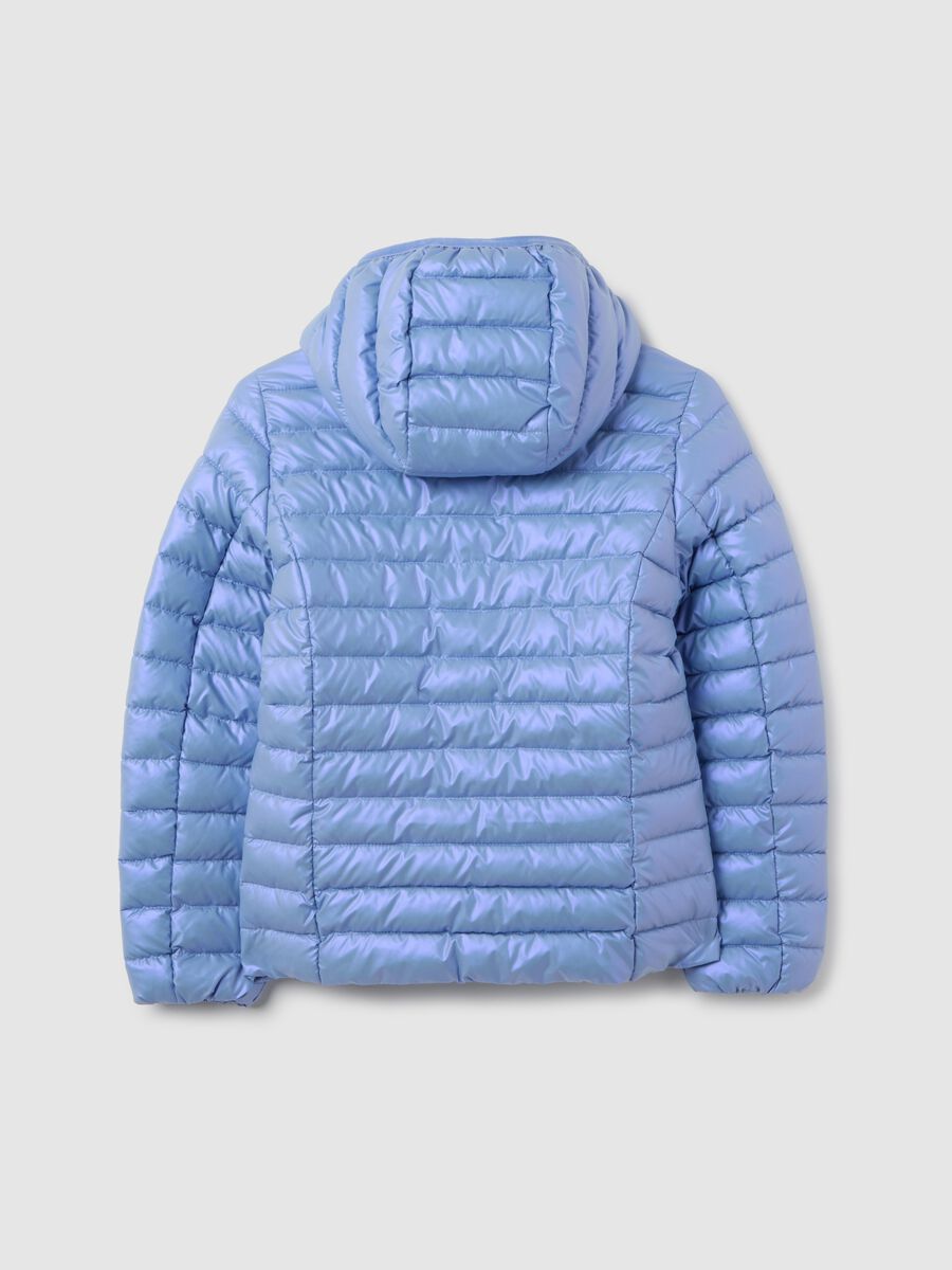 Giacca invernale azzurra da ragazza con cappuccio e zip_1