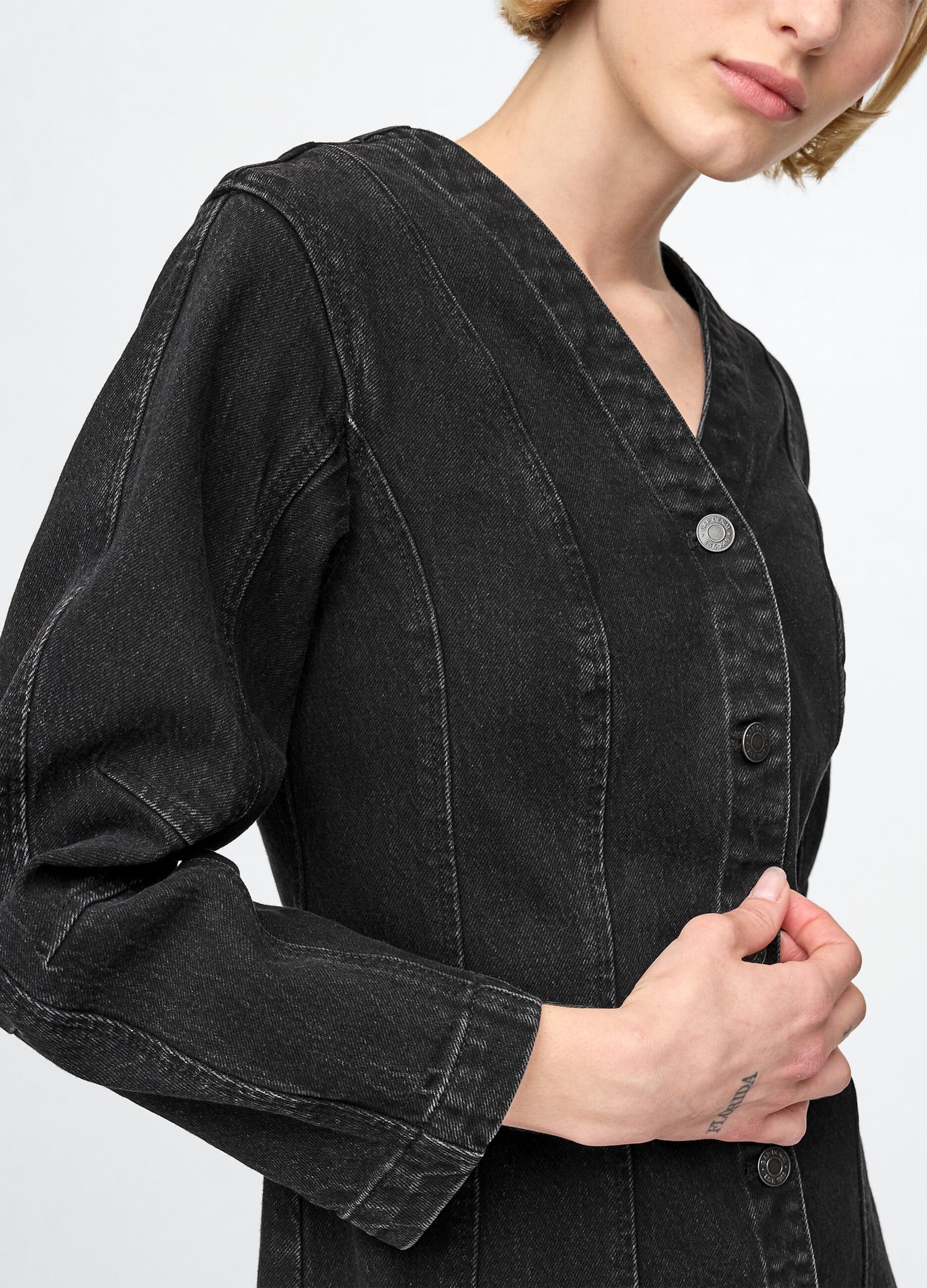 Abito denim nero con bottoni Gap