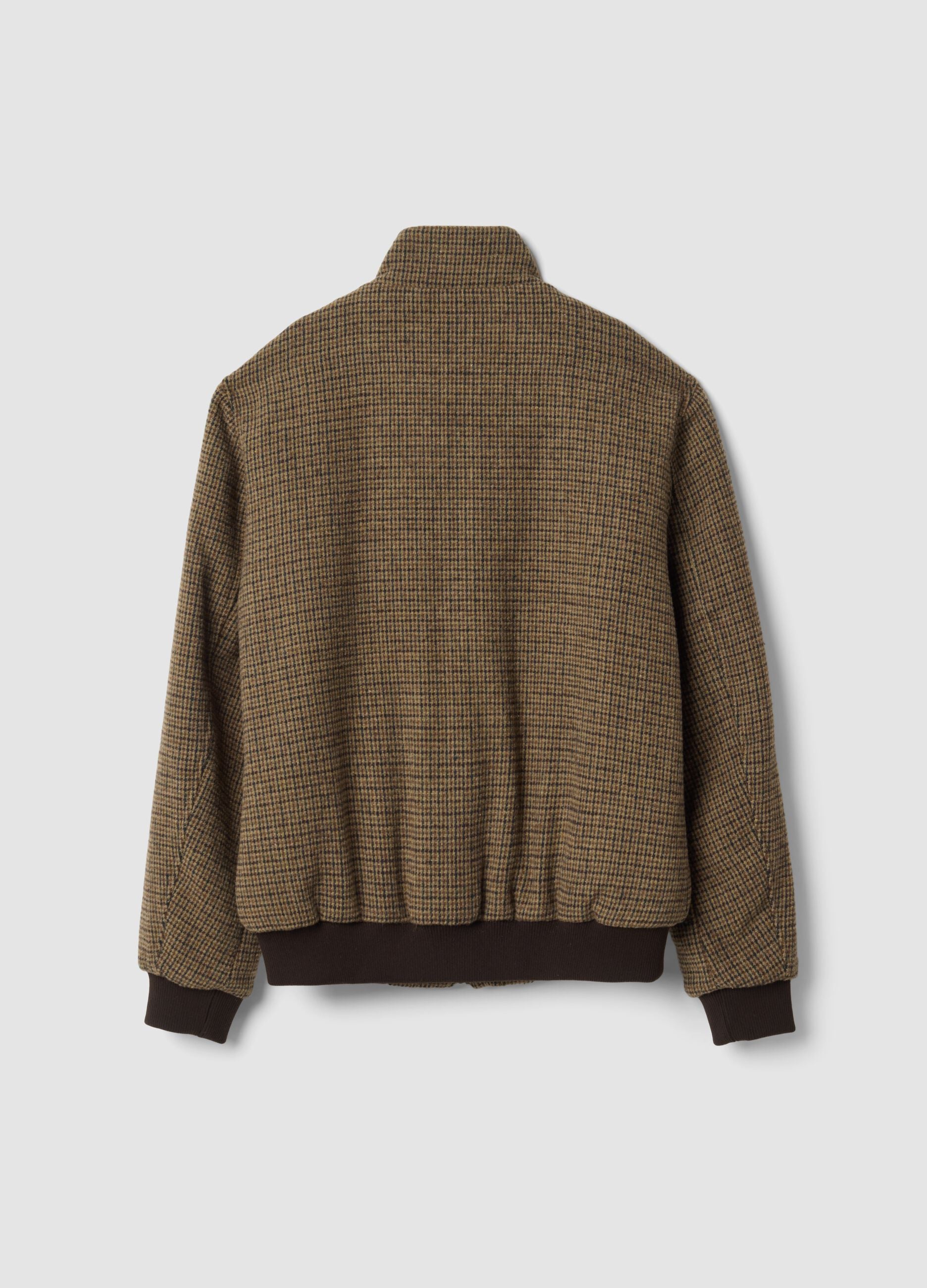 Giubbotto imbottito marrone in misto lana e viscosa regular fit