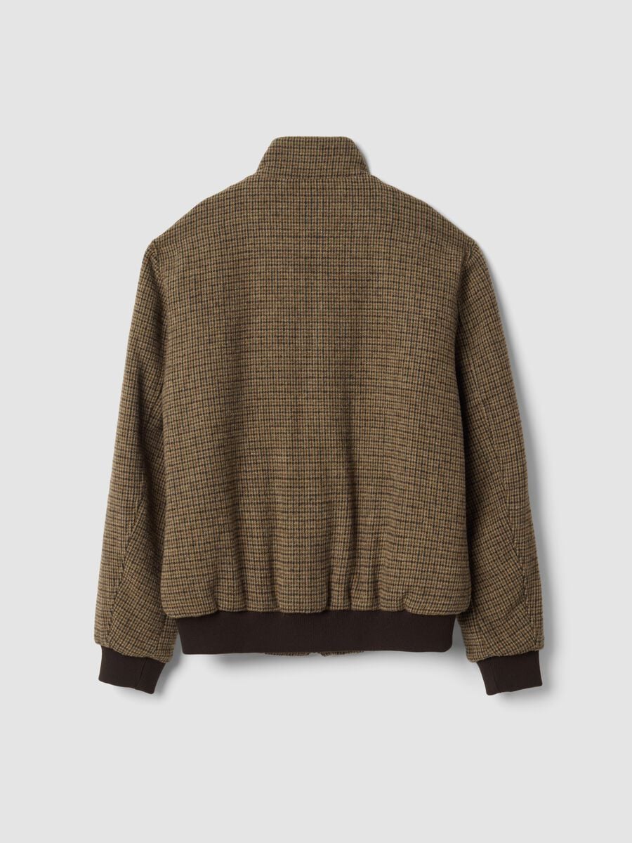 Giubbotto imbottito marrone in misto lana e viscosa regular fit_1
