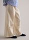 Girl's wide leg beige cotton trousers with floral embroidery_1