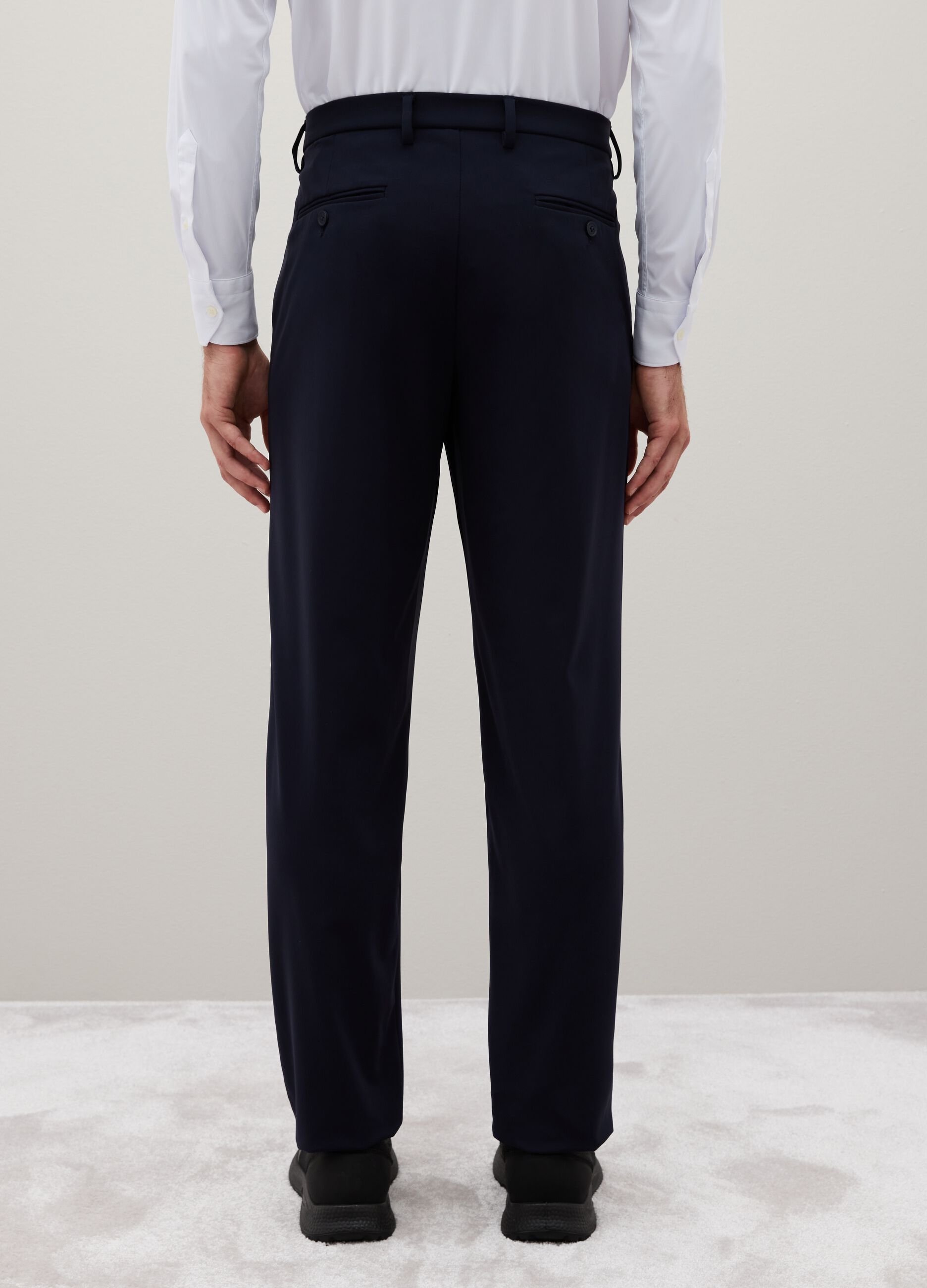 Slim Fit Blue Stretch Fabric Trousers