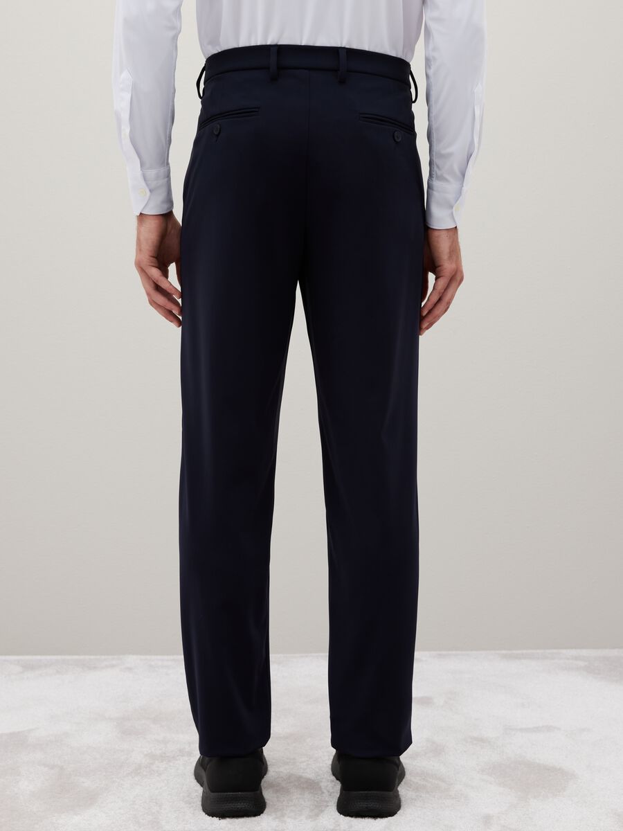 Slim Fit Blue Stretch Fabric Trousers_3