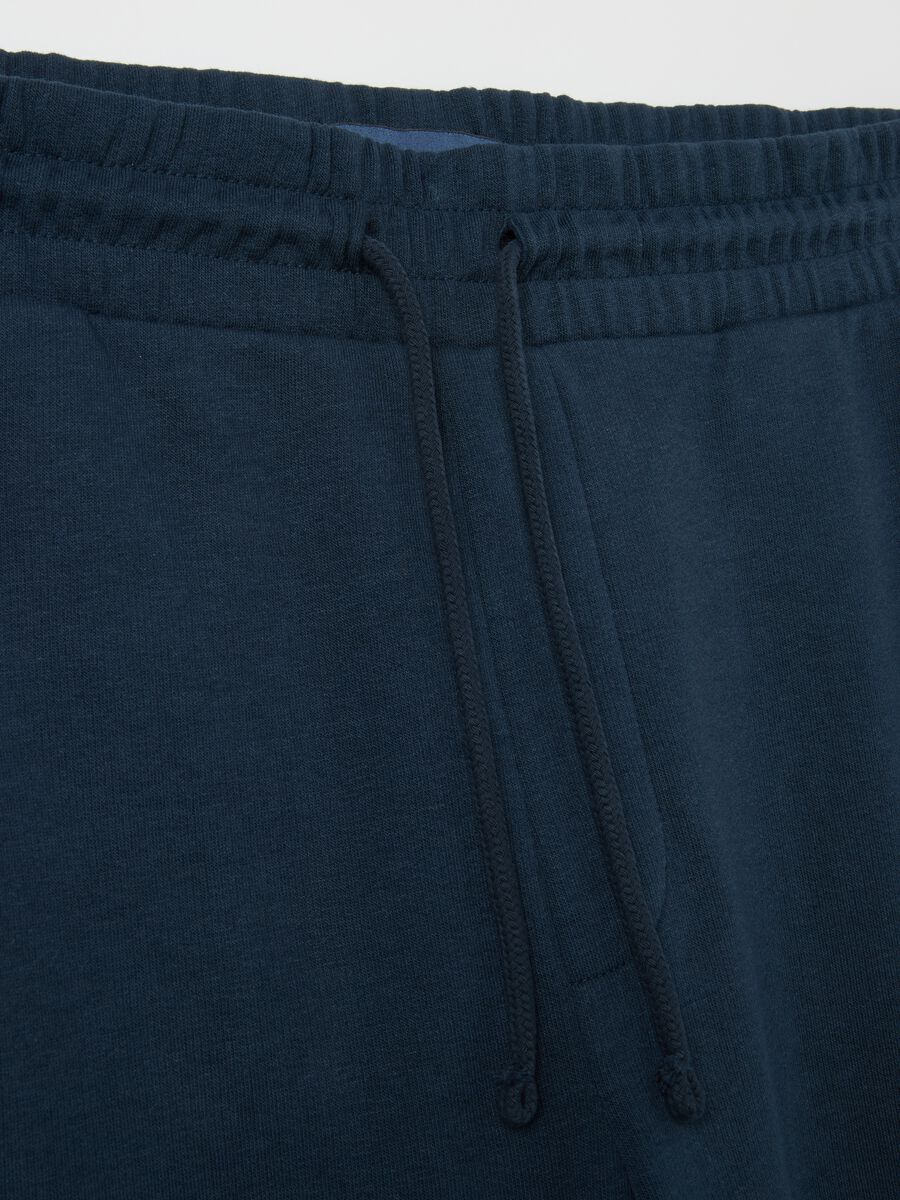 Men's blue cotton blend joggers, regular fit_5