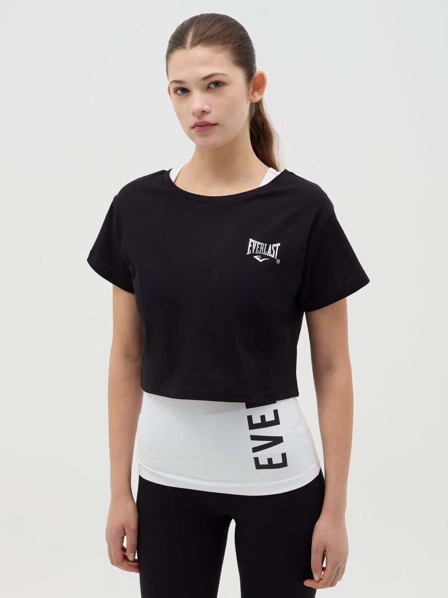 Layered-effect crop T-shirt with print_0