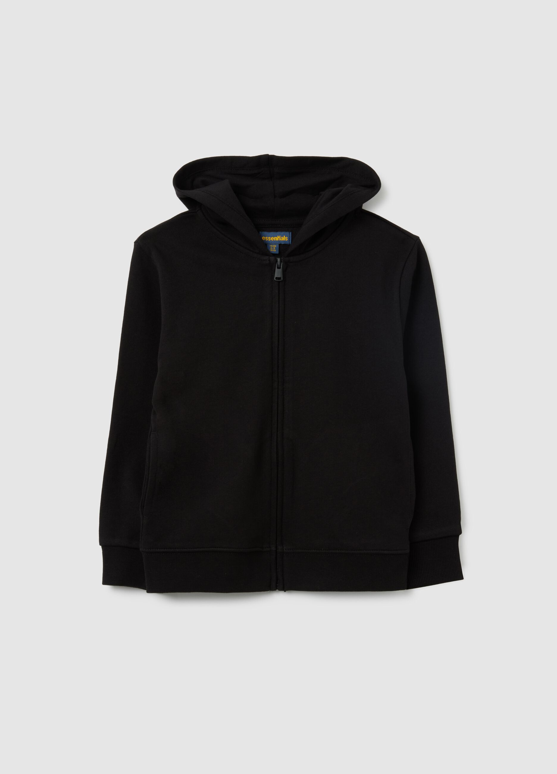 Felpa da bambino in puro cotone nero regular fit