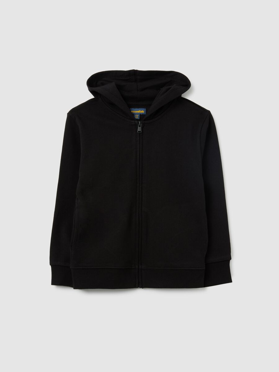 Children's black pure cotton hoodie, regular fit_0