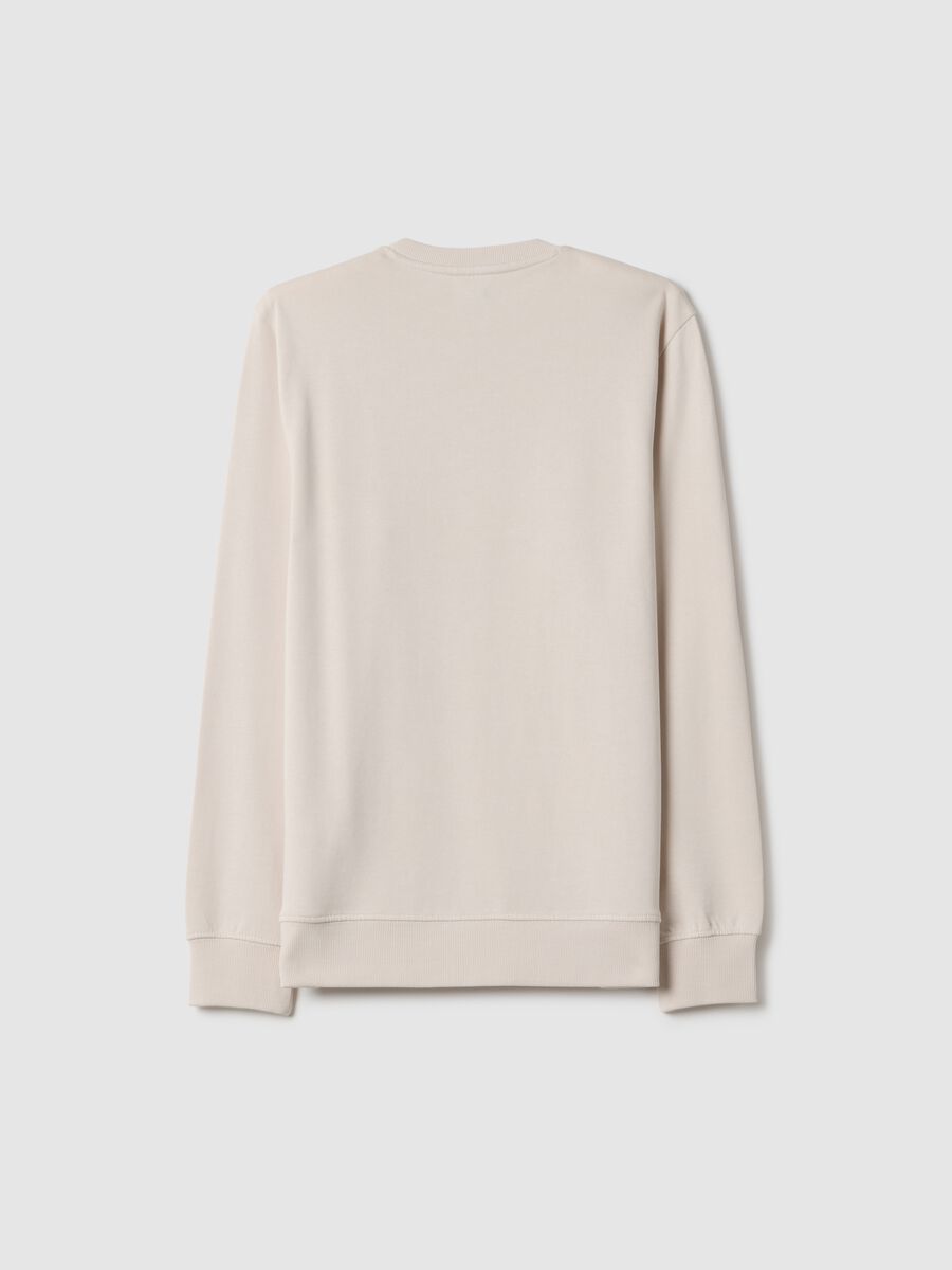 Felpa girocollo beige da ragazzo in puro cotone regular fit con stampa_4