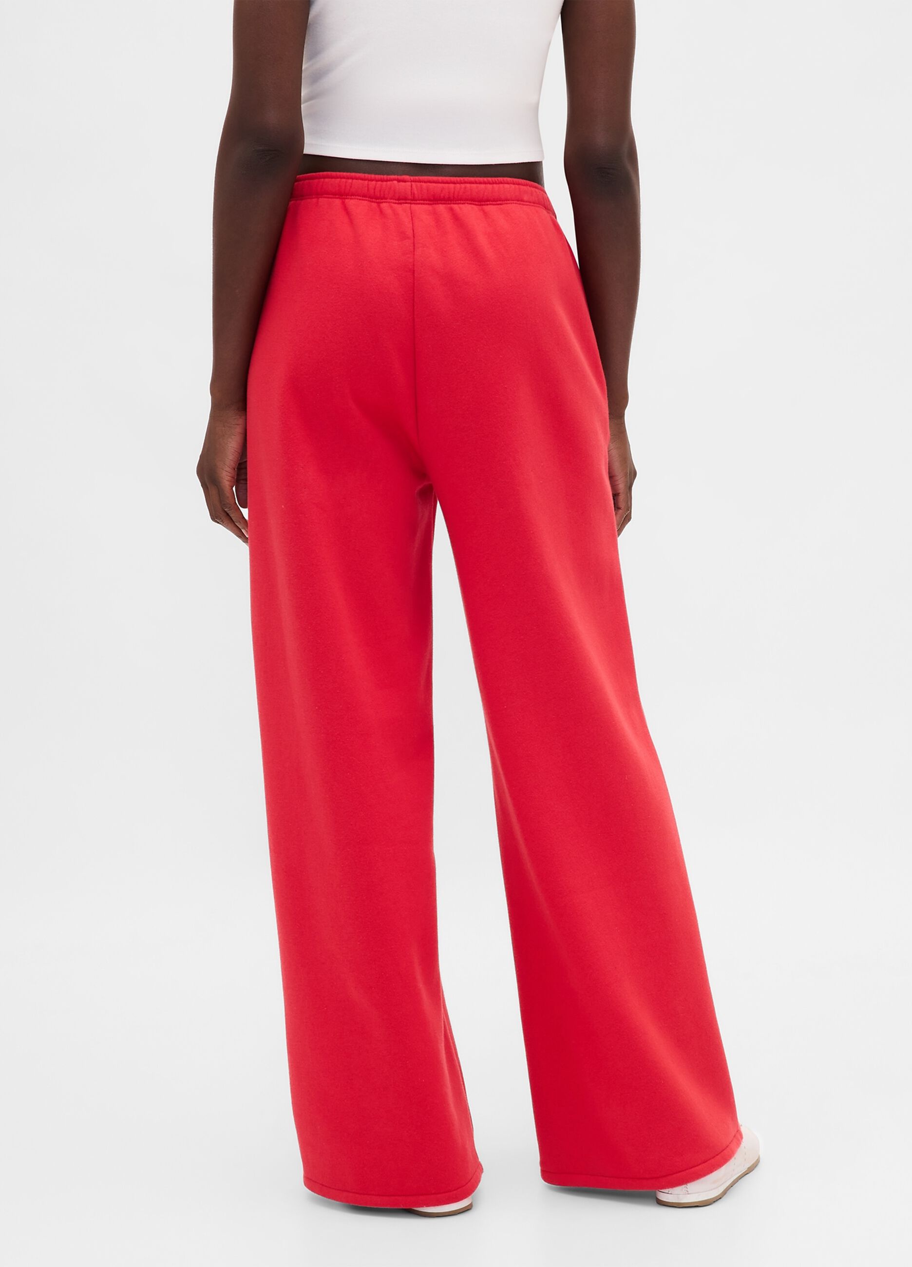Red Cotton Blend Trousers