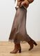 Brown satin skirt with lace and regular fit_3