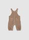 Beige stretch cotton blend baby dungarees_0