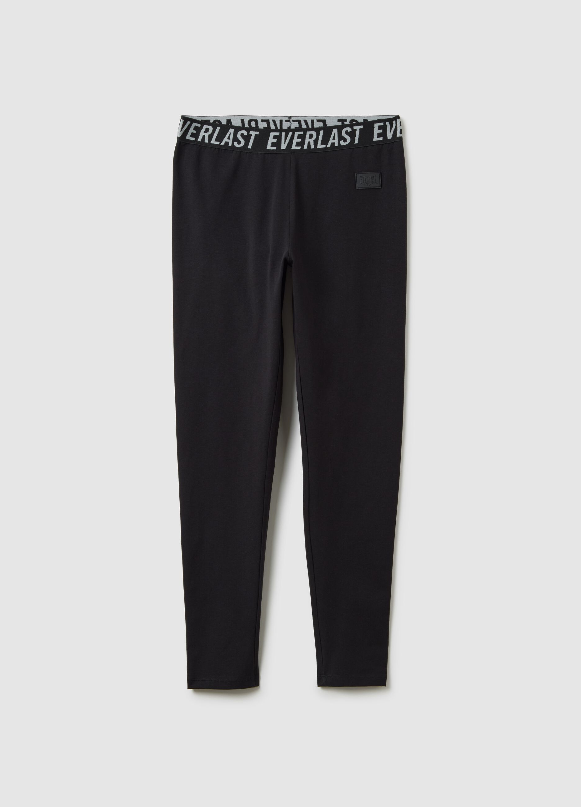 Black Stretch Cotton Regular Fit Leggings Everlast