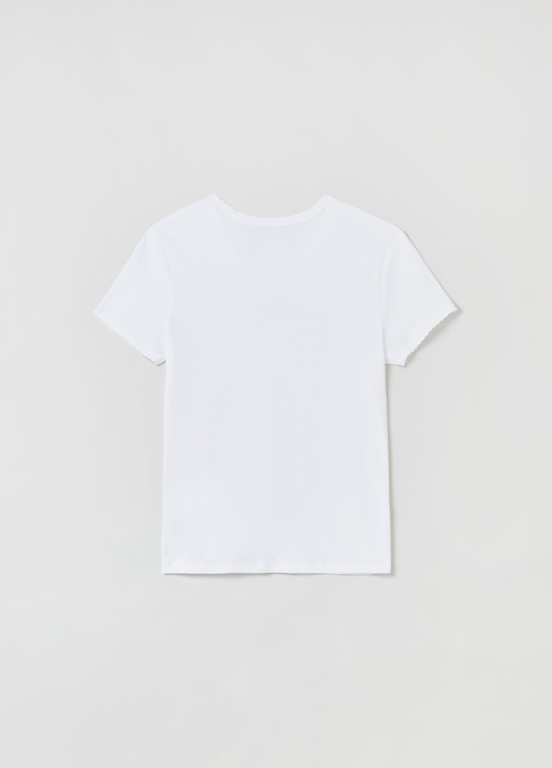 Cotton T-shirt with wavy trims