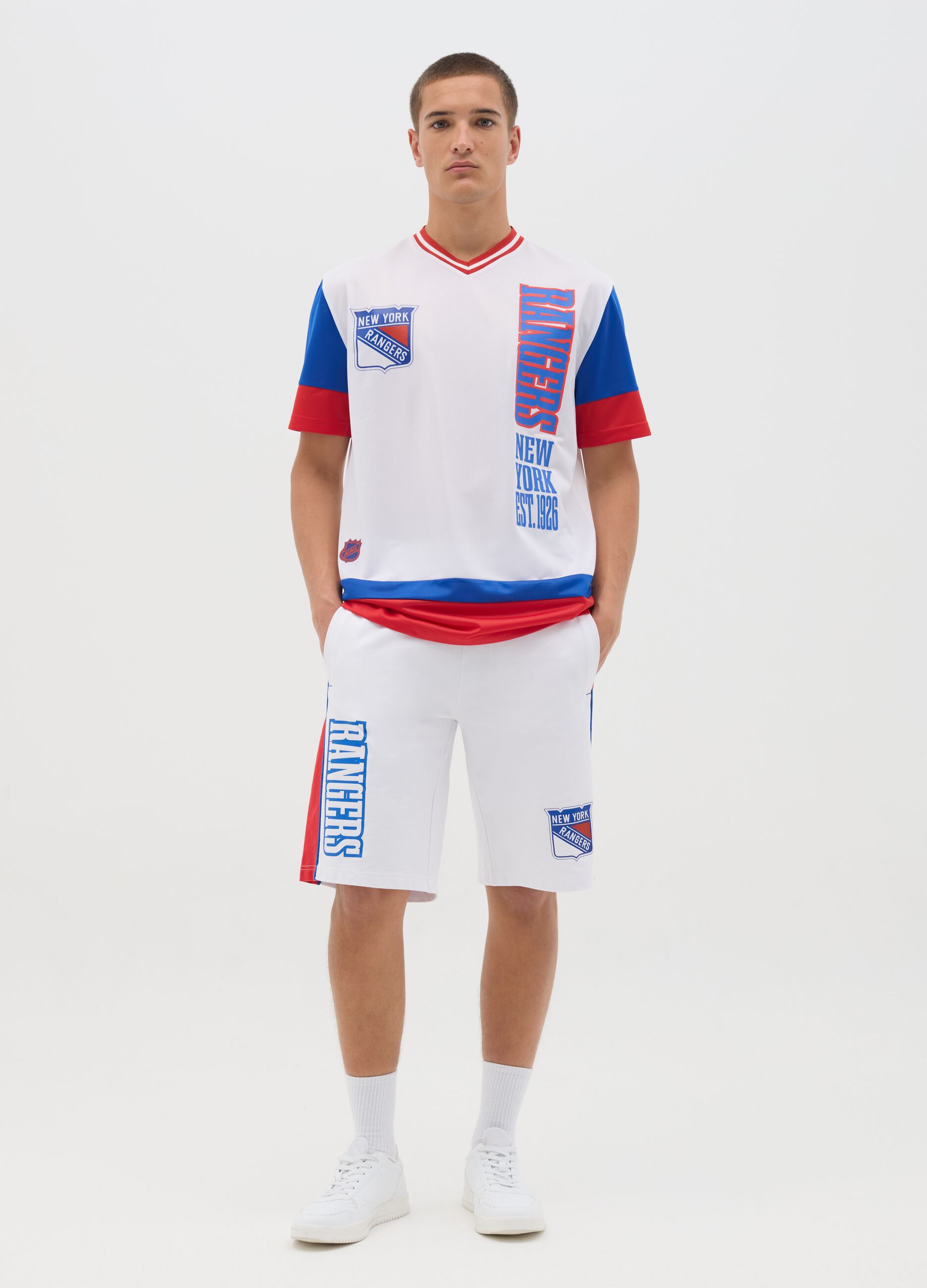 White Shorts with Rangers Print