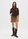 Brown cardigan in mixed fabric_0