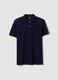 Blue pure cotton piqu&eacute; polo shirt with classic collar and regular fit_4