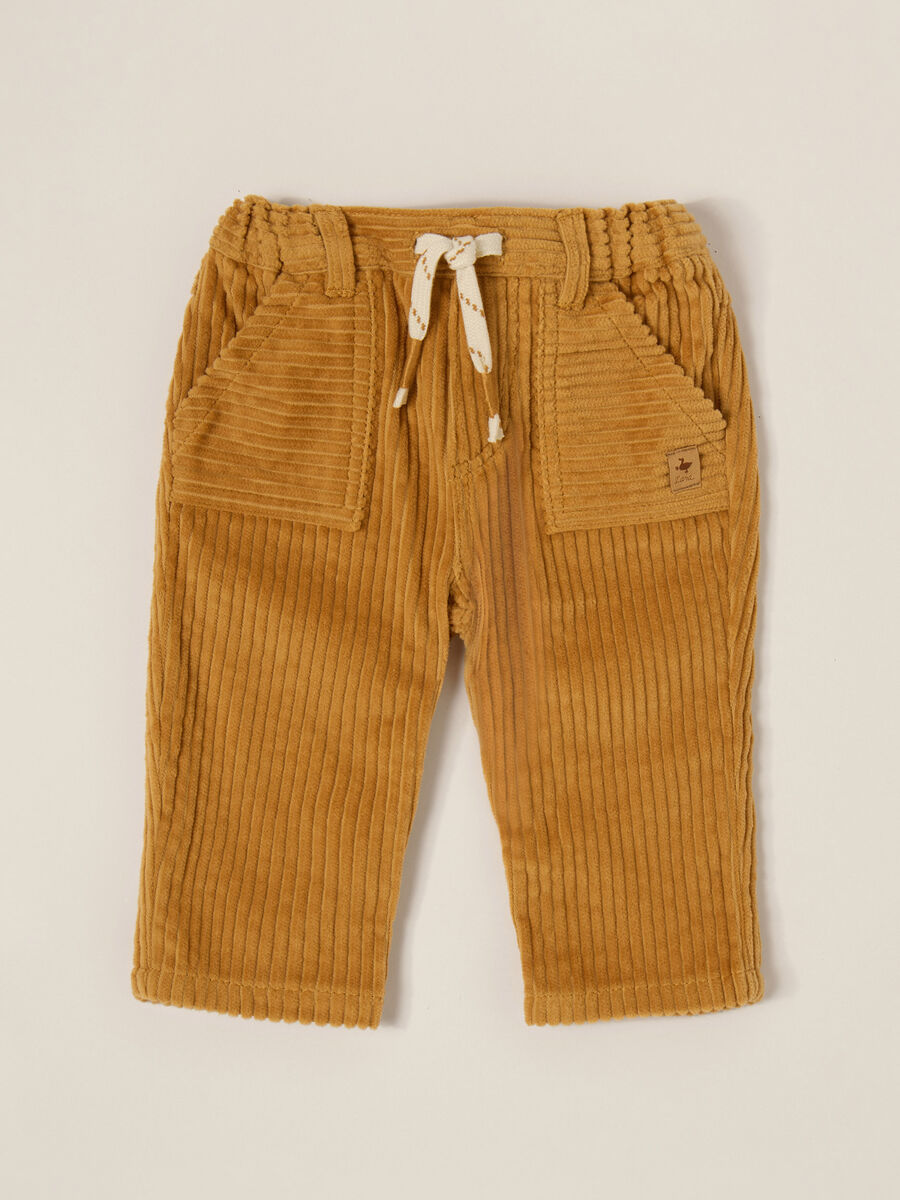 Pantaloni marroni in cotone per neonato_0