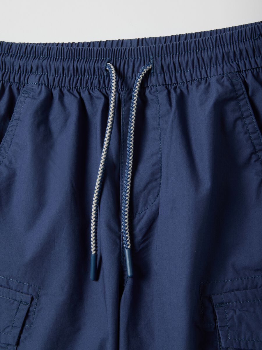 Children's regular fit blue pure cotton cargo trousers_2