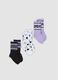 Tripack di calze midi viola in cotone organico elasticizzato_0