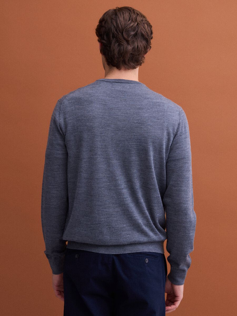 Grey crew-neck pure merino wool jumper, regular fit_3