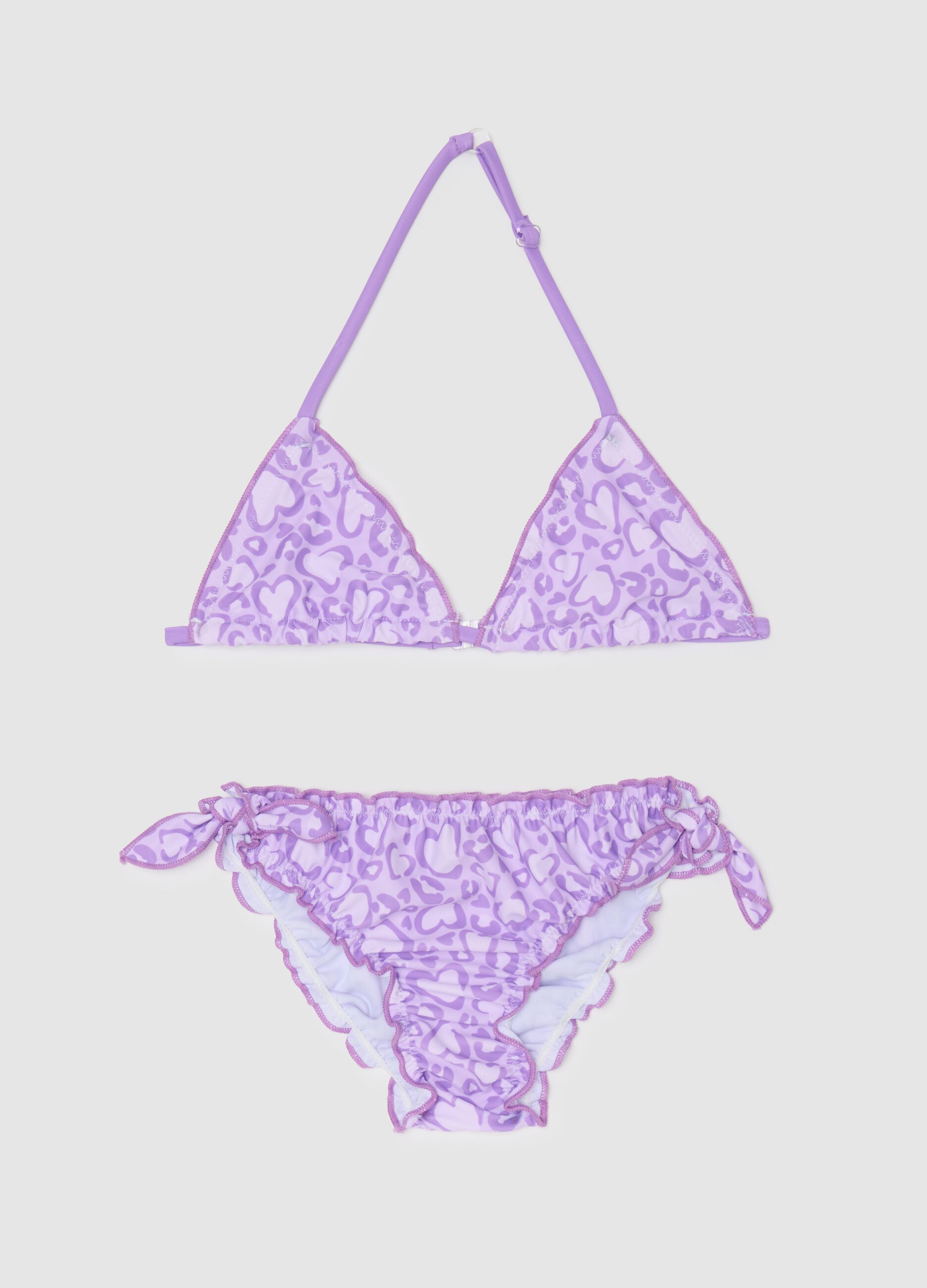 Bikini da bambina in misto elasticizzato viola