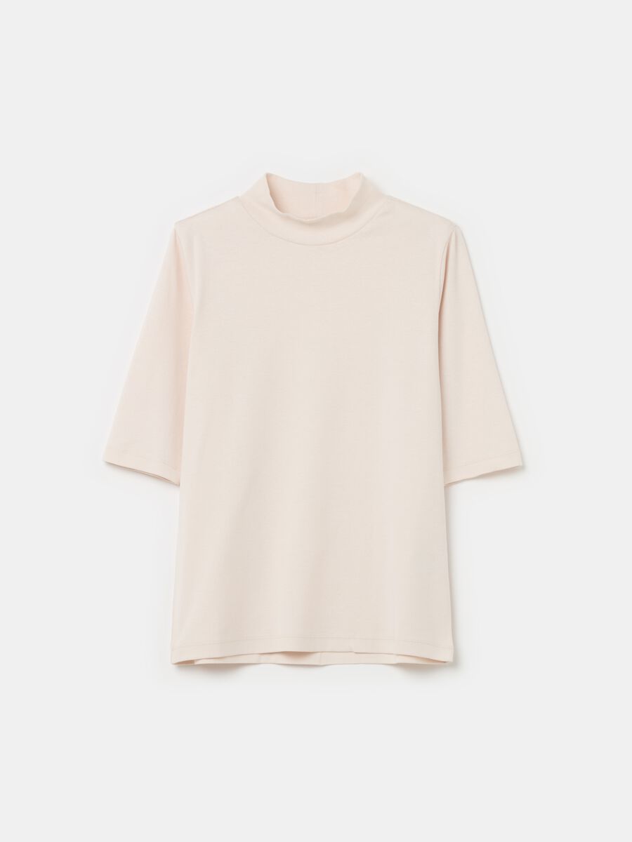 T-shirt mock neck con maniche al gomito_4