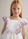 Tank top bianco in puro cotone con volant ricamati regular fit_0