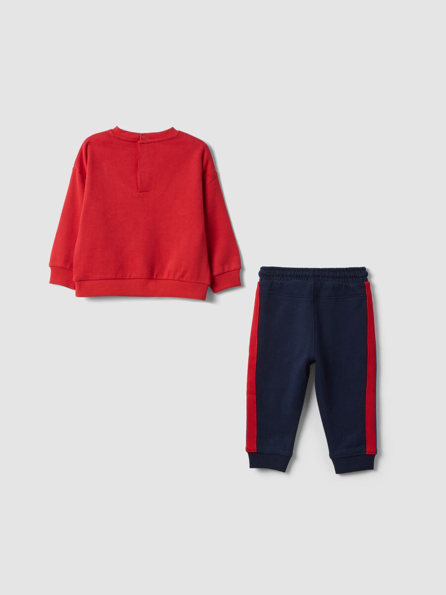 Completo jogging rosso over fit in puro cotone organico con stampa gaming_1