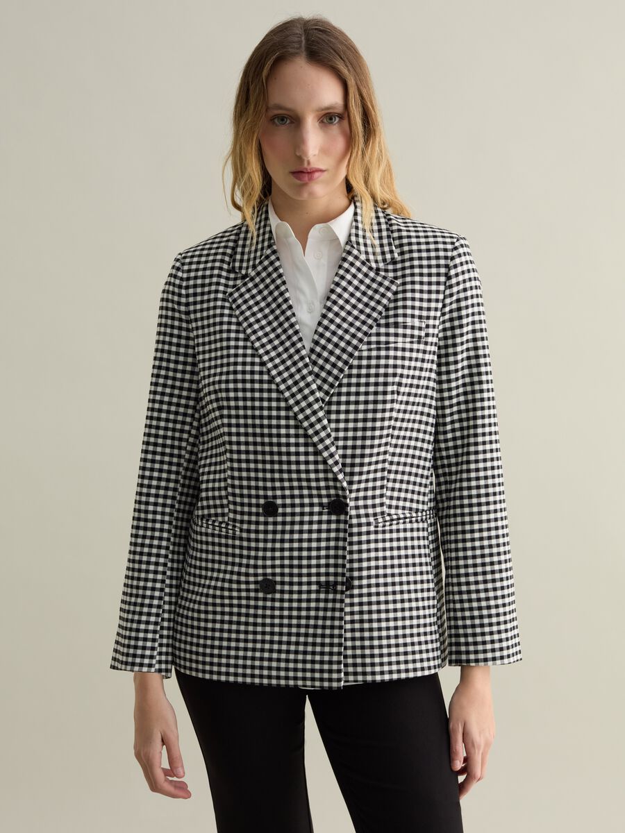 Gingham double-breasted blazer_0
