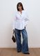 White stretch cotton poplin shirt with waist hook detail_1