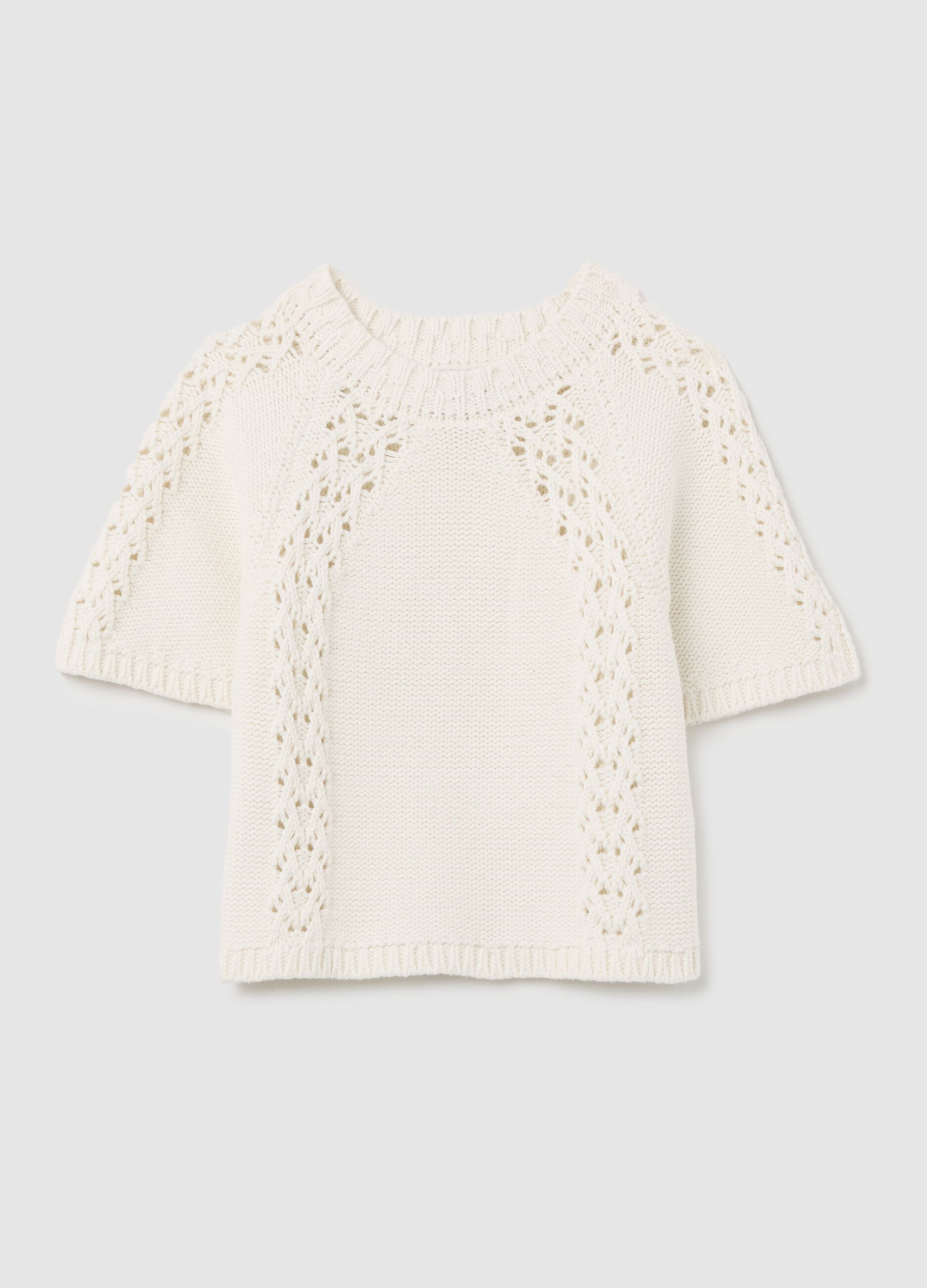 White openwork sweater in cotton