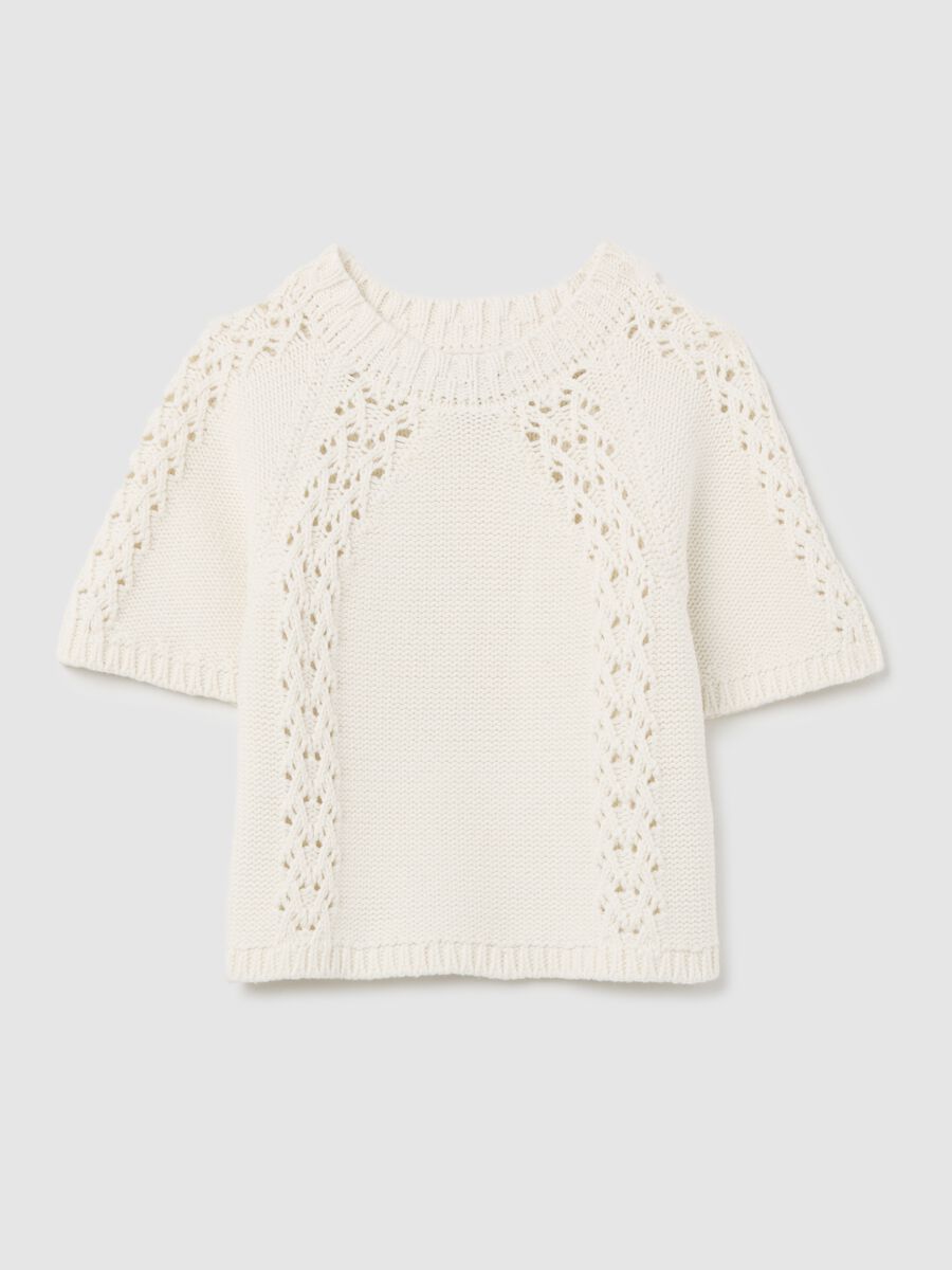 White openwork sweater in cotton_3